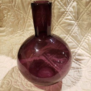 Hand-Blown Heavy Amethyst Glass Vase